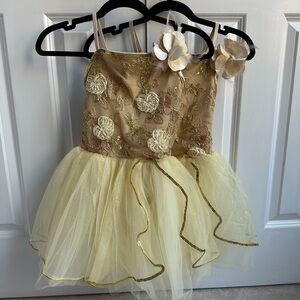 Weissman Gold and Cream Floral Kids Dance Costume